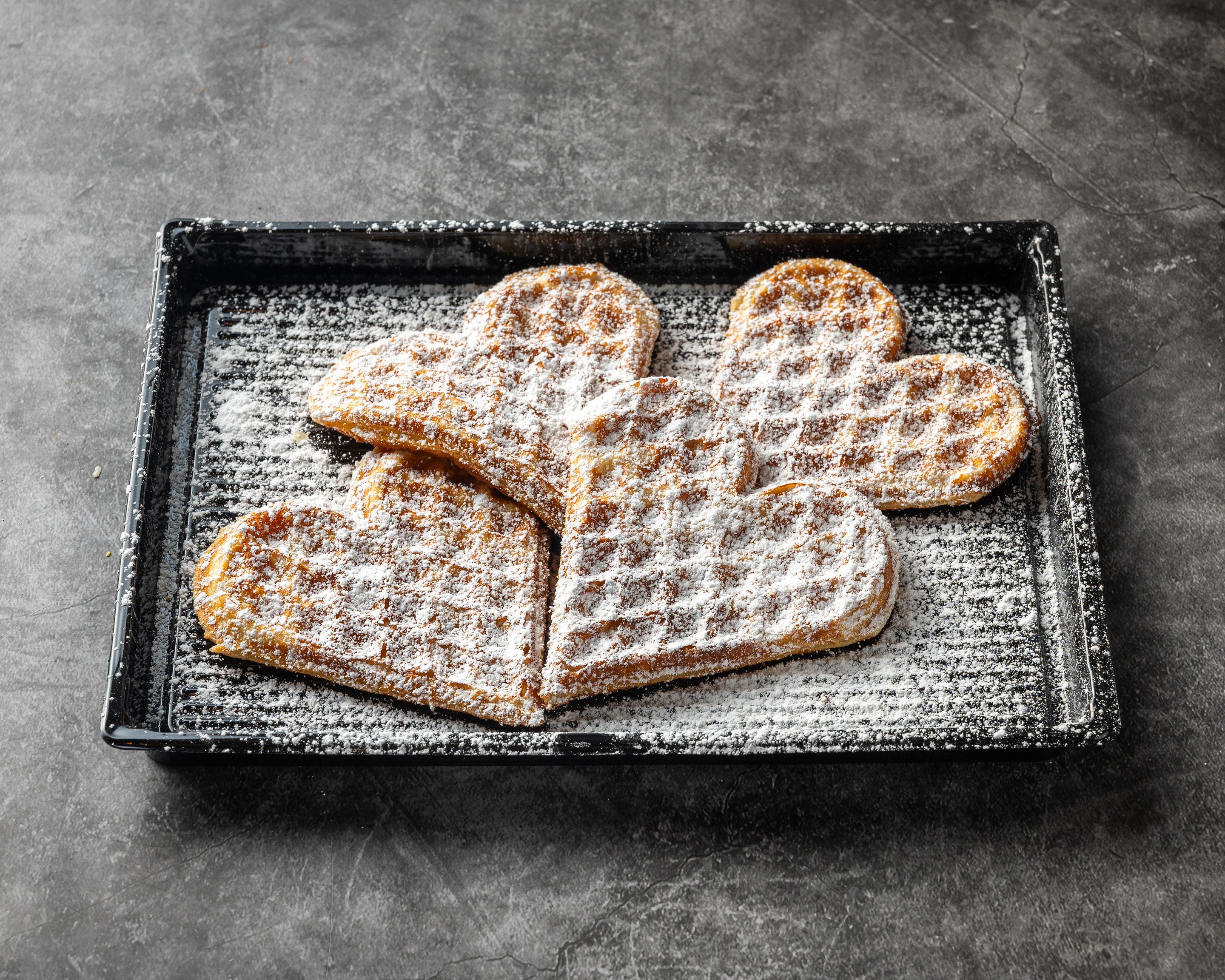 Waffel mit Puderzucker